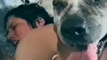 Model and her dog are enjoying bestial sex
