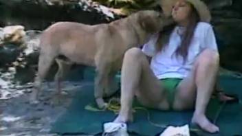 Canine penetrates female in hot buttocks