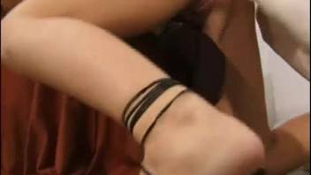Beast sex film featuring a dark-haired vixen