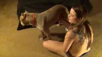 Juvenile canine penetrates female on the ground. Complimentary zoophilia and beast erotica
