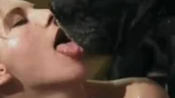 zoophile gives head for her doggy