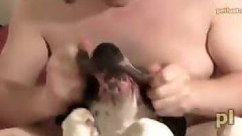 The guy fucks the dog gently and with love