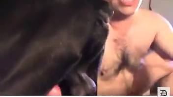 Ebony monster ravaging a dude's throat