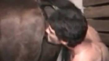 Intense guy pounding a horse hard